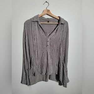 Free People Striped Henley with Pockets